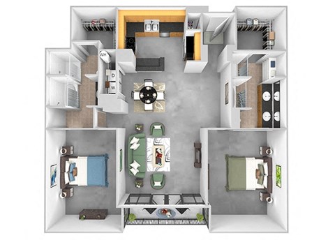 Floor plan for 2 beds, 2 baths, 1502 sqft